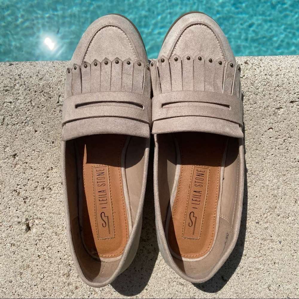 Leila Stone tan loafers